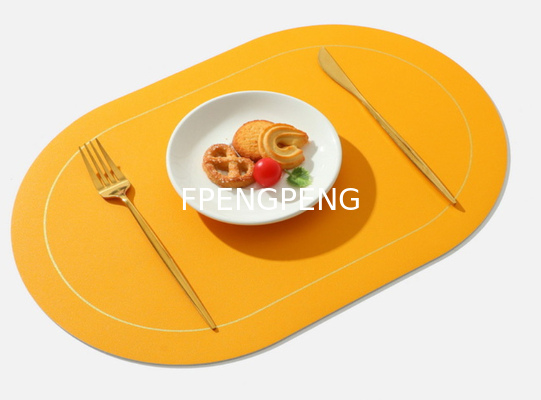 2024 Nuevo tapete de comida occidental en forma de gota con tapete de mesa de cuero antiderrapante de hoteles