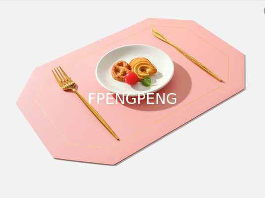 NORDIC INSTAGRAM WESTERN MAT de comedor a prueba de aceite MAT de mesa de PVC MAT de placa de comedor de color sólido MAT de cuero cuadrado de doble capa