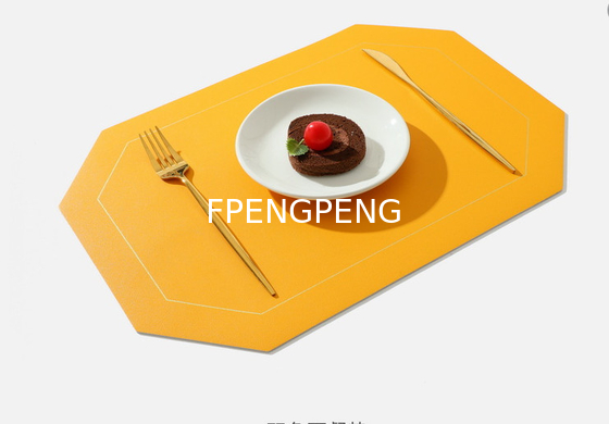 NORDIC INSTAGRAM WESTERN MAT de comedor a prueba de aceite MAT de mesa de PVC MAT de placa de comedor de color sólido MAT de cuero cuadrado de doble capa