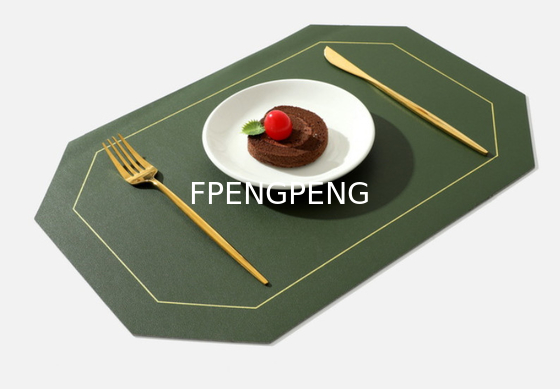 NORDIC INSTAGRAM WESTERN MAT de comedor a prueba de aceite MAT de mesa de PVC MAT de placa de comedor de color sólido MAT de cuero cuadrado de doble capa