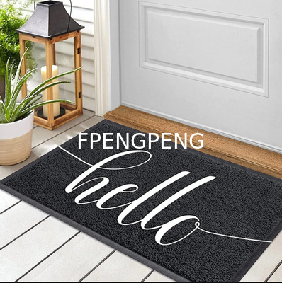 Alfombra de puerta de PVC para uso doméstico con bordador con impresión Alfombra de piso de PVC duradera y asequible Color negro