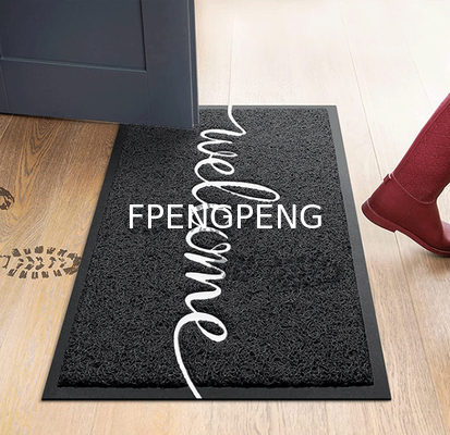 Alfombra de puerta de PVC para uso doméstico con bordador con impresión Alfombra de piso de PVC duradera y asequible Color negro