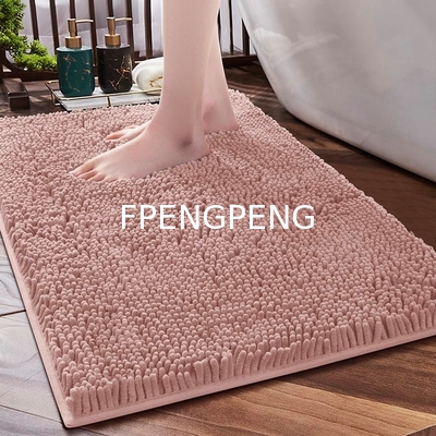 Alfombras de baño de chenilla suave y no resbaladiza, colchonetas de baño absorbentes para el baño, lavables y rápidamente secos rosa de 17" x 24"