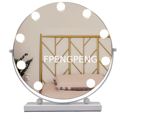 Espejo LED de escritorio de almacenamiento de estilo europeo espejo princesa de 8 pulgadas 360 grados giratoria con luz de doble cara espejo LED