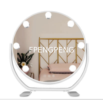 Espejo LED de escritorio de almacenamiento de estilo europeo espejo princesa de 8 pulgadas 360 grados giratoria con luz de doble cara espejo LED