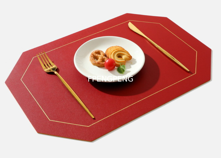 NORDIC INSTAGRAM WESTERN MAT de comedor a prueba de aceite MAT de mesa de PVC MAT de placa de comedor de color sólido MAT de cuero cuadrado de doble capa