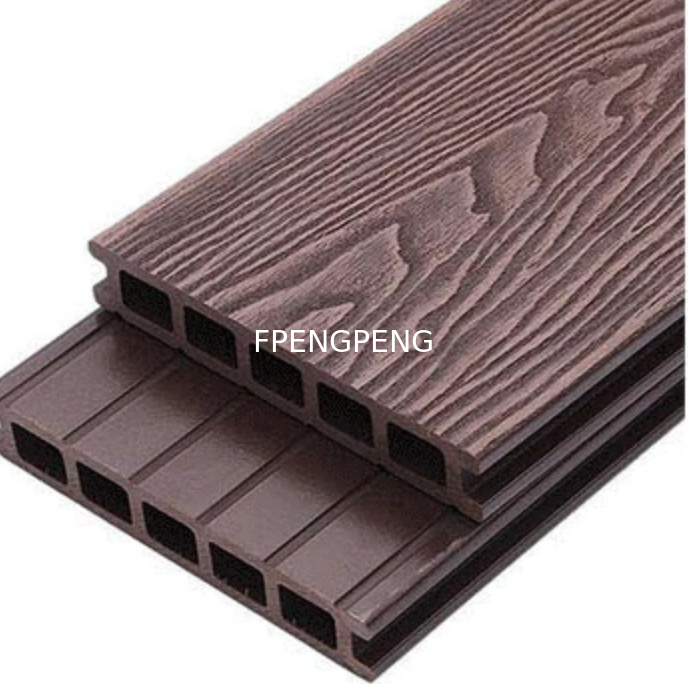 Piso de jardín de madera de plástico compuesto Piso de madera cepillado de grano de madera WPC Decking de madera de plástico compuesto