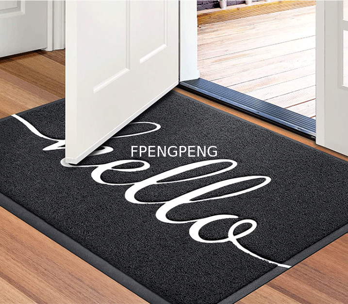Alfombra de puerta de PVC para uso doméstico con bordador con impresión Alfombra de piso de PVC duradera y asequible Color negro