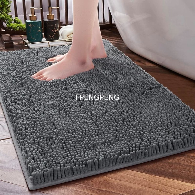 Alfombra de suelo de chenille cifrada y espesa, alfombra absorbente, alfombra de baño antideslizante, alfombra de pie antideslizante, baño de lujo