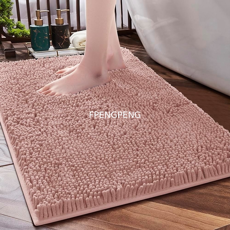 Alfombras de baño de chenilla suave y no resbaladiza, colchonetas de baño absorbentes para el baño, lavables y rápidamente secos rosa de 17" x 24"