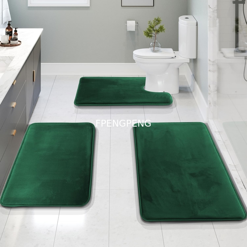 Alfombras de baño de espuma de memoria de terciopelo para el baño - Antiderrapante, alfombras de baño con respaldo de PVC, alfombras de baño lavables - Se seca rápidamente,