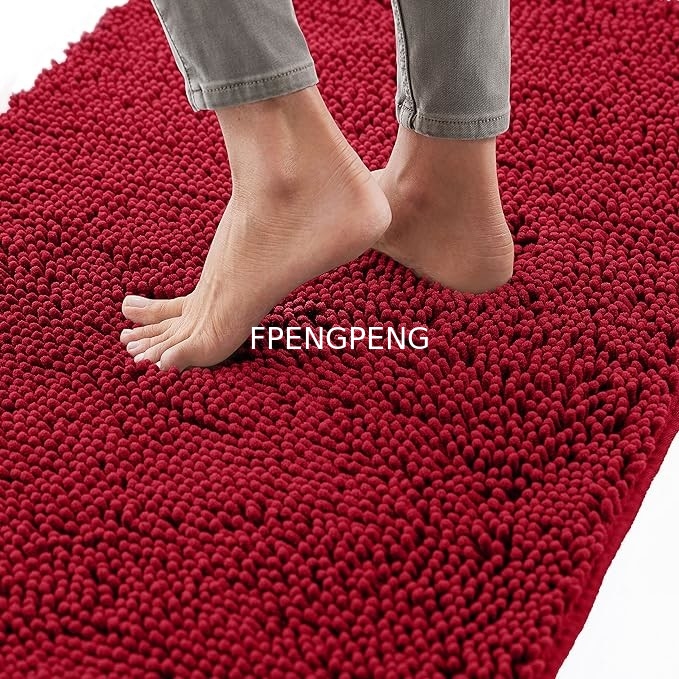 Alfombras de baño de chenilla de absorción suave gruesa, con respaldo de caucho, alfombras de microfibra secas rápidas, alfombras lavables en máquina