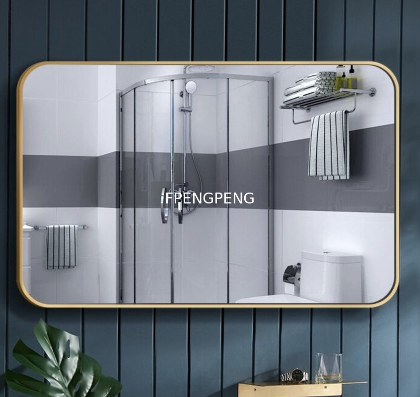 Espejo de baño Esquina redondeada PVDF Aluminio Espejo marco para la decoración del hogar